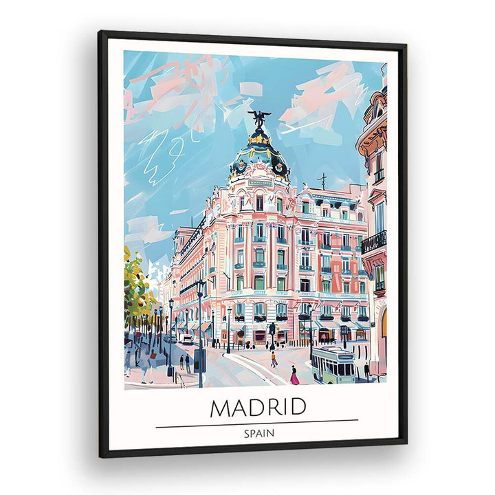 madrid travel posters in Black Plain Frame