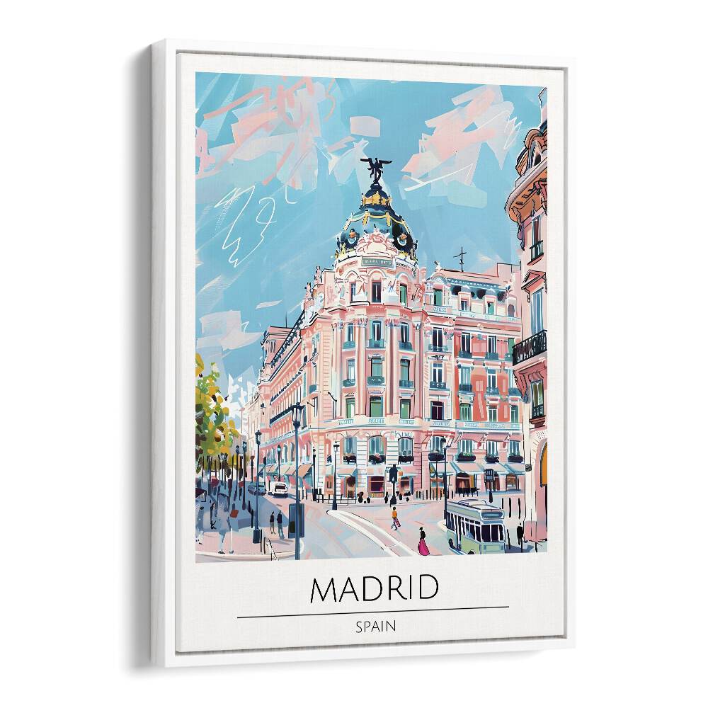 madrid travel posters in White Floater Frame