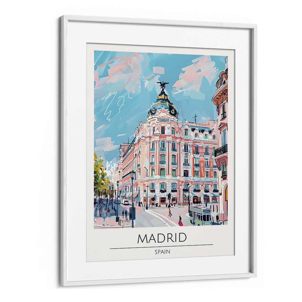 madrid travel posters in White Frame With Mount