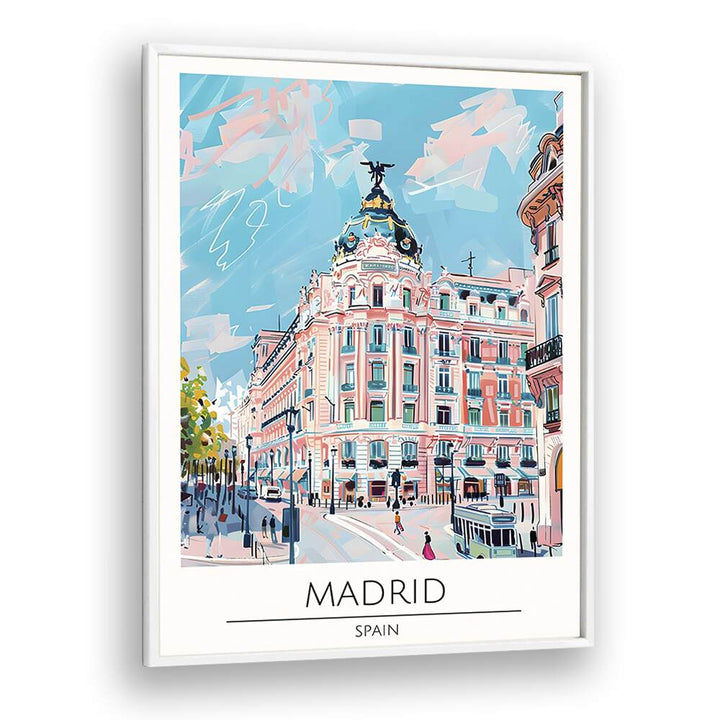 madrid travel posters in White Plain Frame