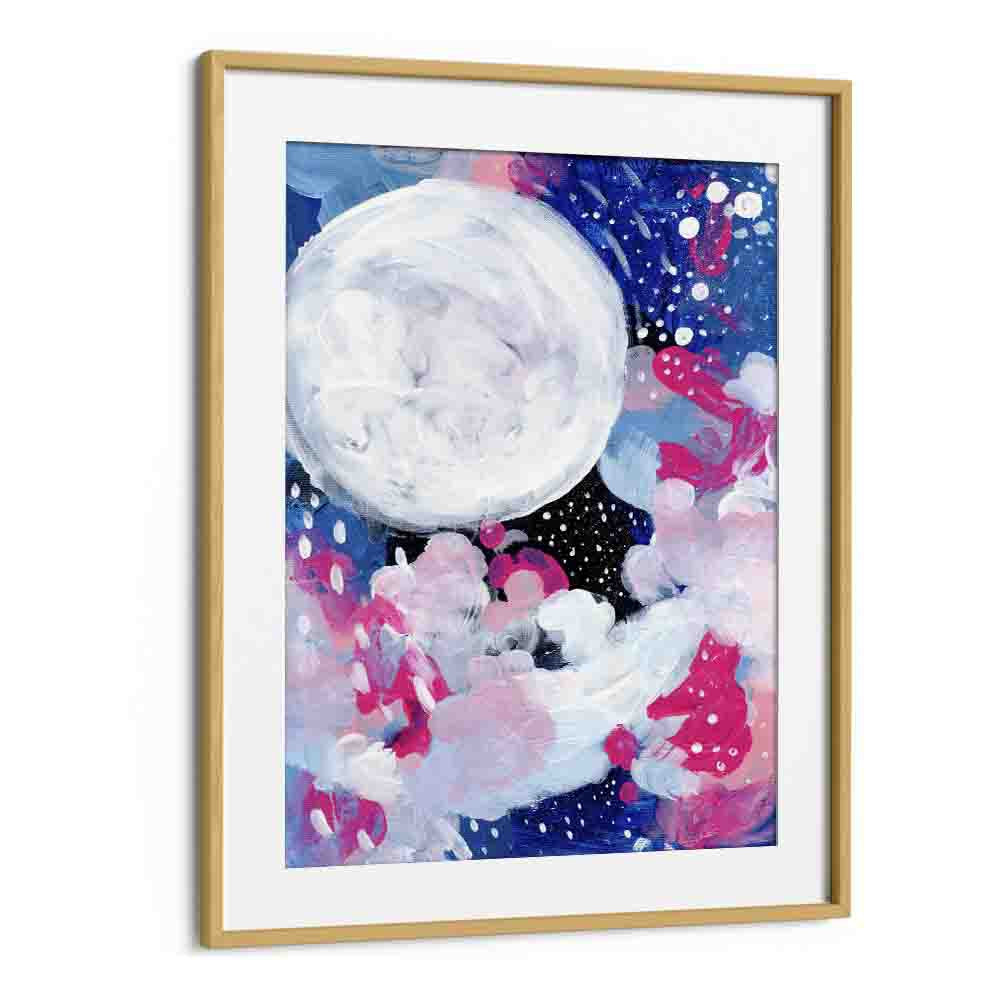 magic moon by ejaaz haniff abstract art prints in Oak Wood Frame With Mount