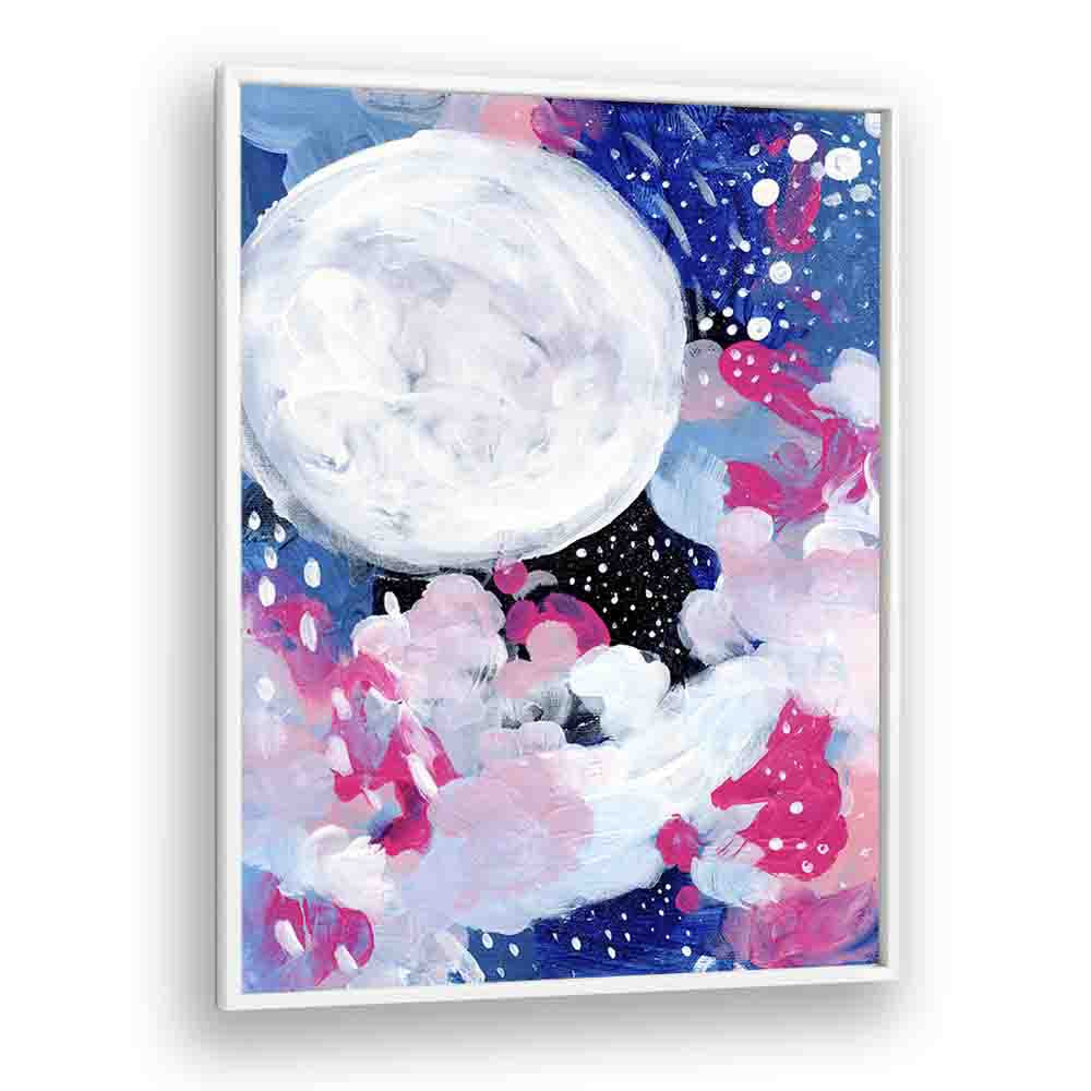 magic moon by ejaaz haniff abstract art prints in White Plain Frame