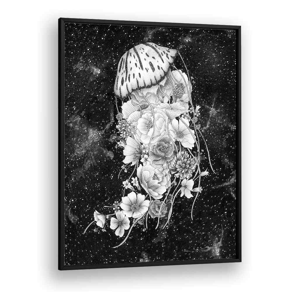 magic ocean jellyfish Vintage paintings in Black Plain Frame