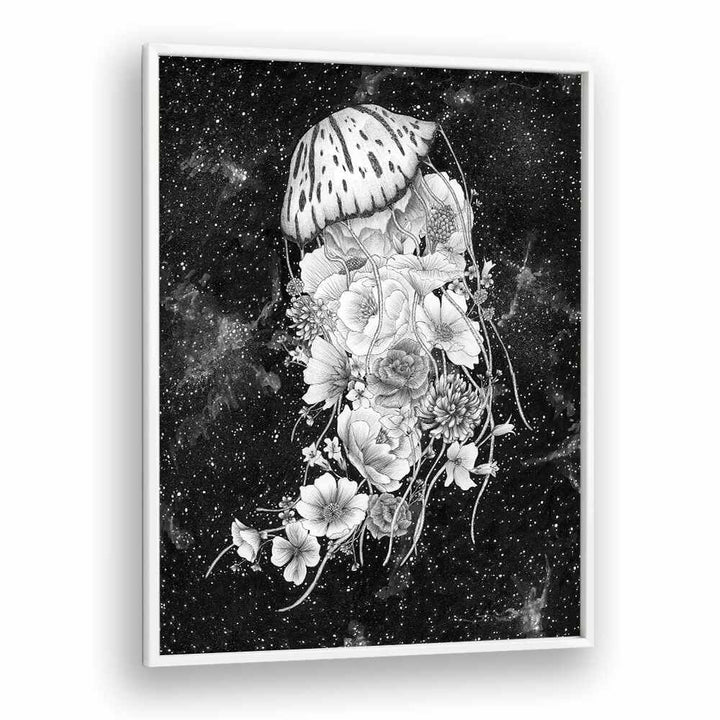 magic ocean jellyfish Vintage paintings in White Plain Frame