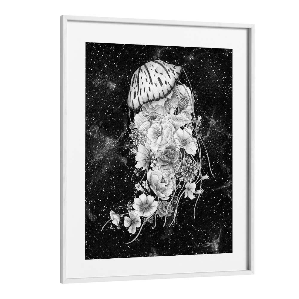 magic ocean jellyfishVintage paintings in White Frame With Mount