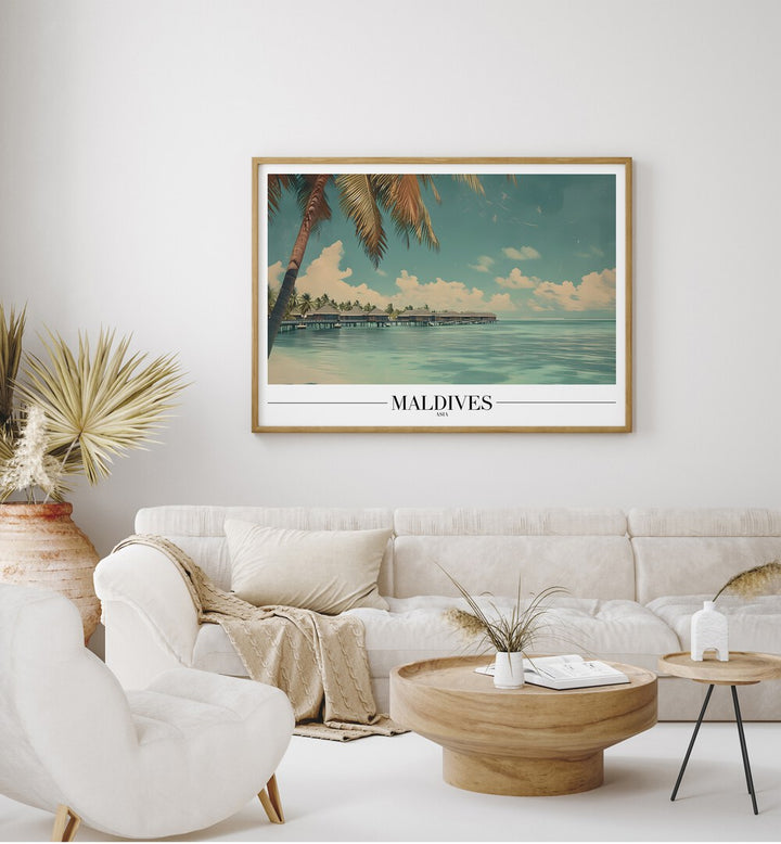 maldives-beach paradise travel posters Artwork III placed on a Wall 