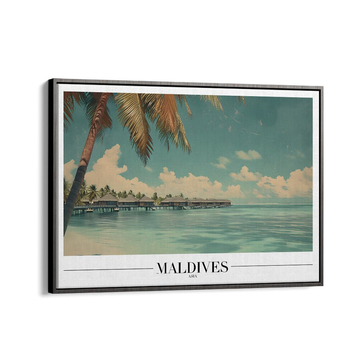 maldives-beach paradise travel posters in Black Floater Frame