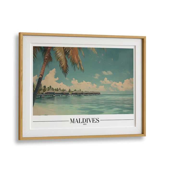 maldives-beach paradise travel posters in Oak Wood Frame With Mount