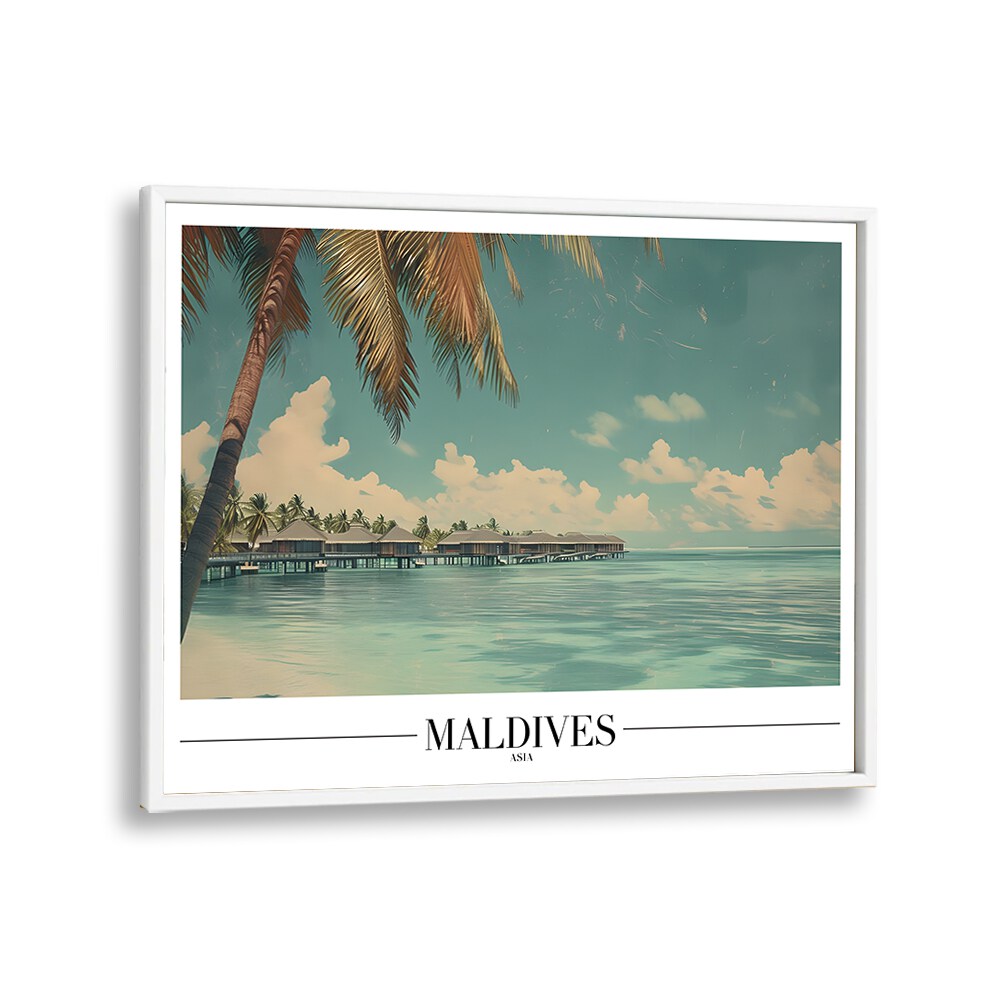 maldives-beach paradise travel posters in White Plain Frame