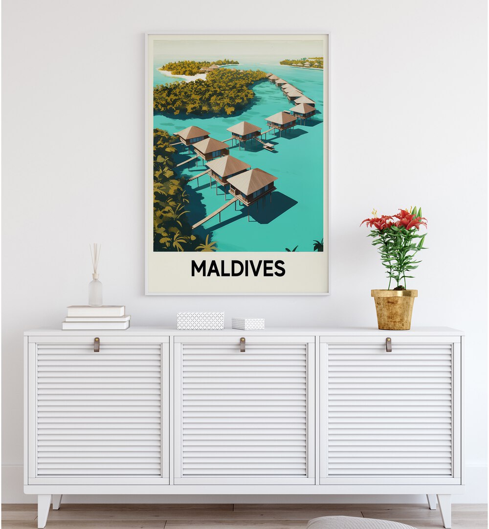 maldives travel posters Artwork III placed on a Wall 