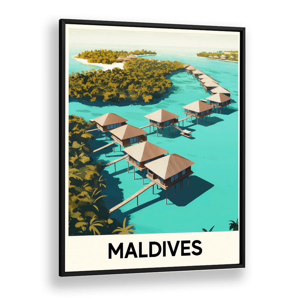 maldives travel posters in Black Plain Frame