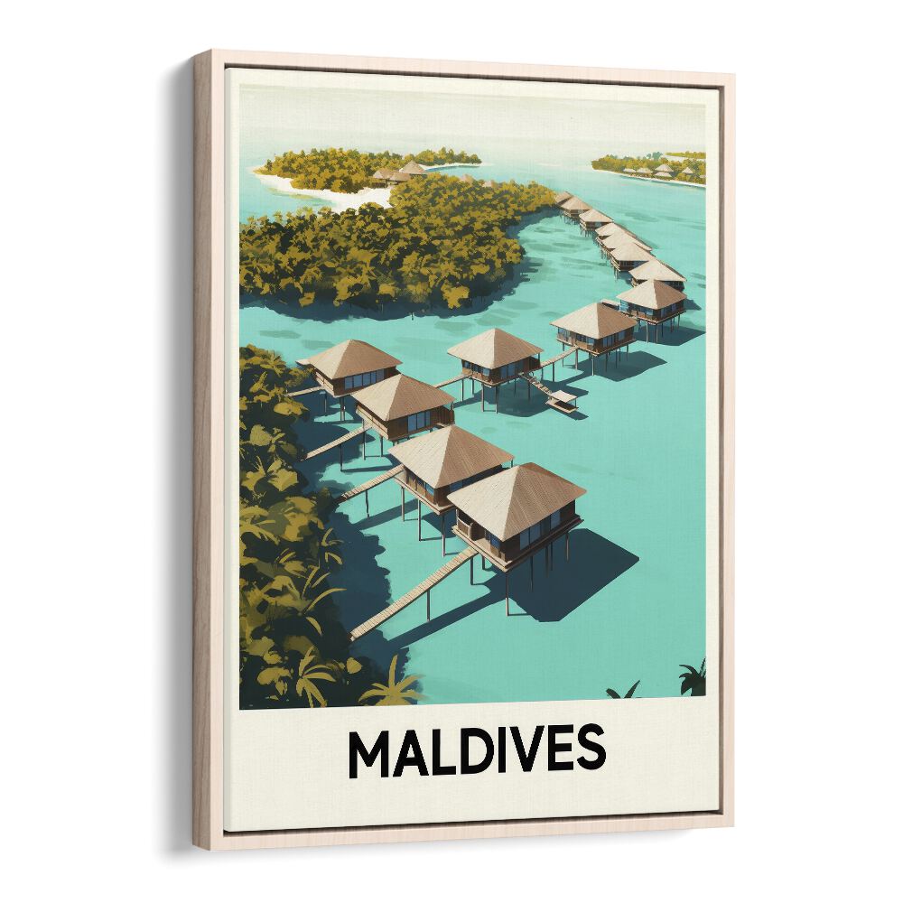 maldives travel posters in Oak Wood Floater Frame