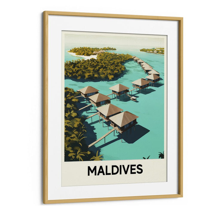 maldives travel posters in Oak Wood Frame With Mount