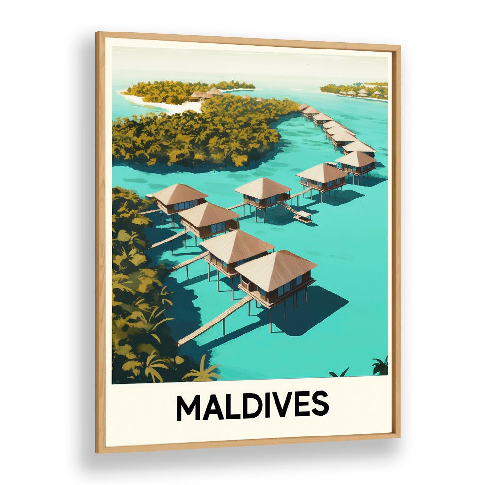 maldives travel posters in Oak Wood Plain Frame