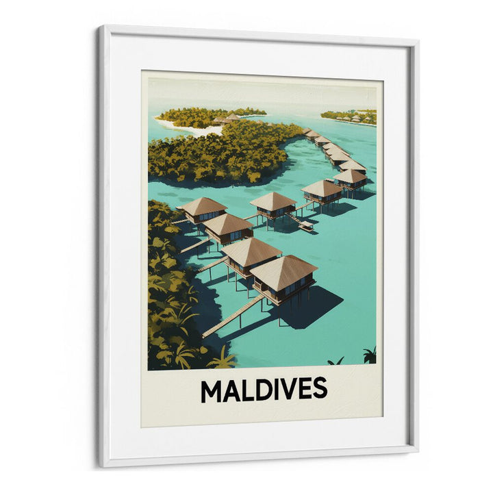 maldives travel posters in White Frame With Mount