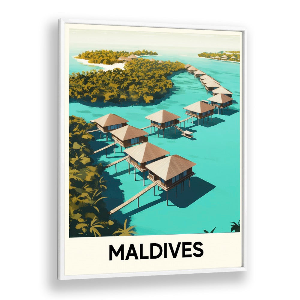 maldives travel posters in White Plain Frame