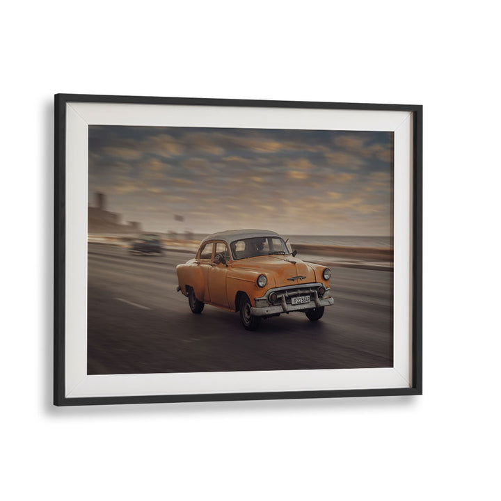 malecon II car poster in Black Frame With Mount