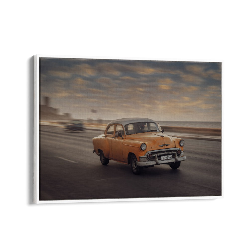 malecon II car poster in White Floater Frame