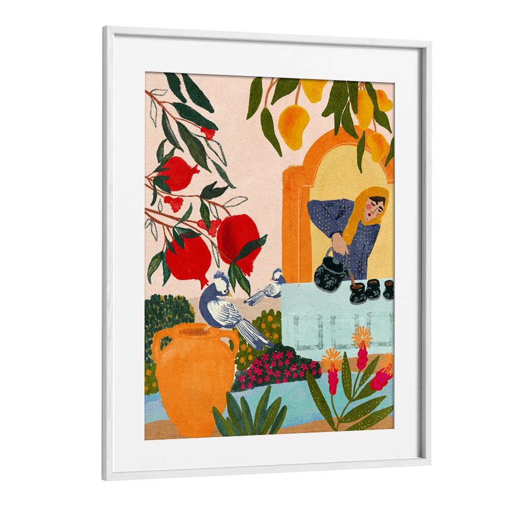 mama's tea gardenportraits-figurative illustrations in White Frame With Mount