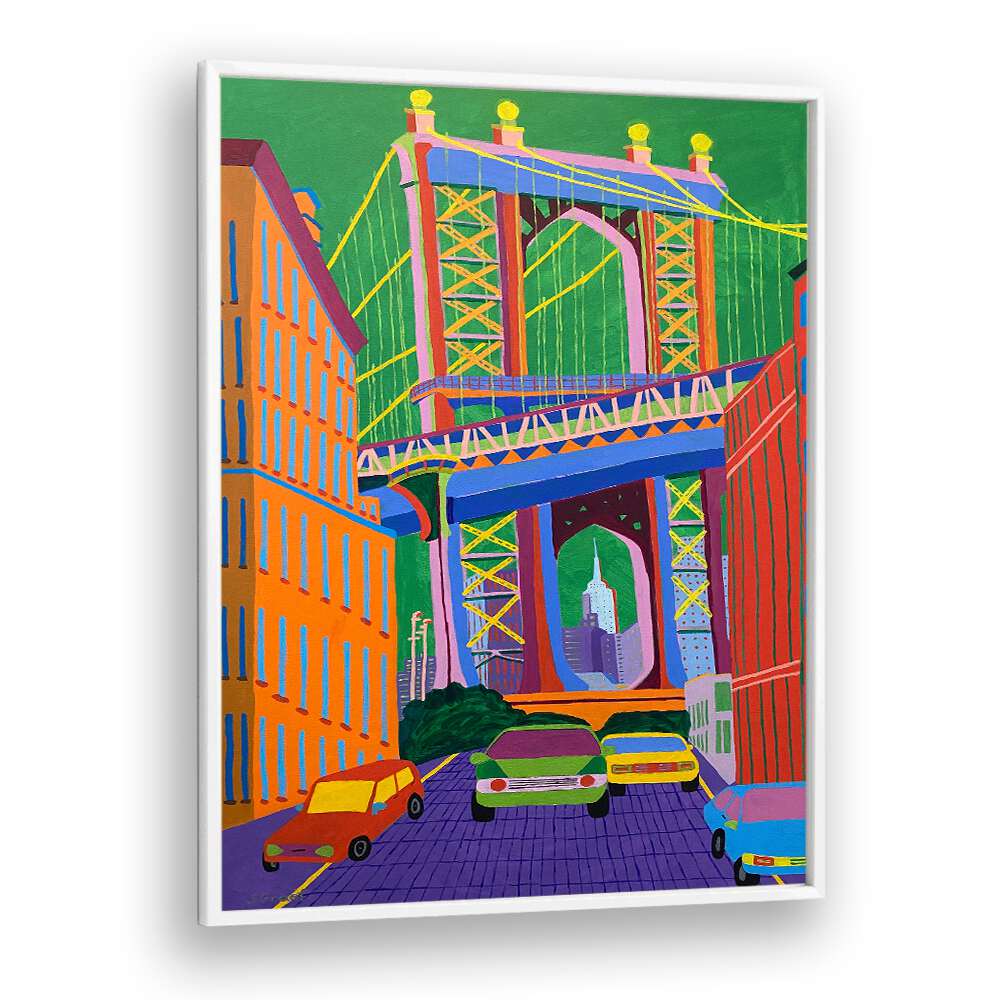 manhattan bridge landscape art prints in White Plain Frame