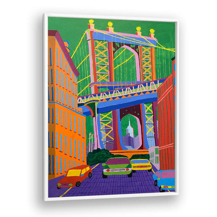 manhattan bridge landscape art prints in White Plain Frame