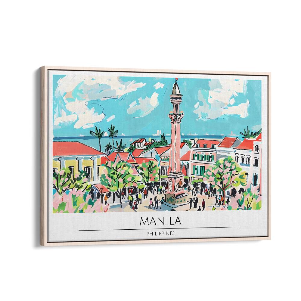 manila city-philippines II travel posters in Oak Wood Floater Frame