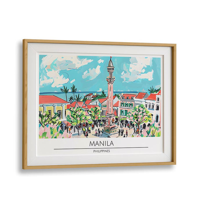 manila city-philippines II travel posters in Oak Wood Frame With Mount