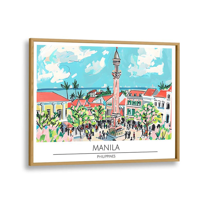 manila city-philippines II travel posters in Oak Wood Plain Frame