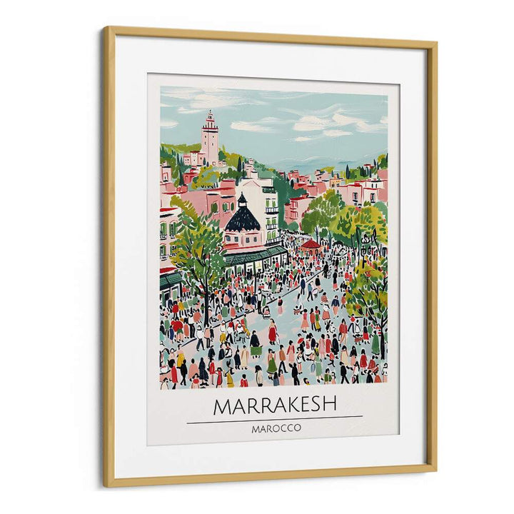 marrakesh-marocco travel posters in Oak Wood Frame With Mount