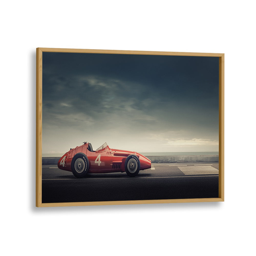 maserati f250 car poster in Oak Wood Plain Frame