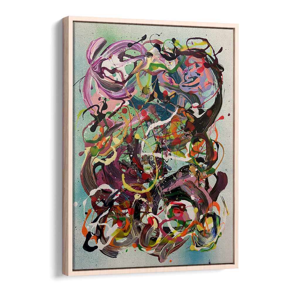 meiyo abstract paintings in Oak Wood Floater Frame