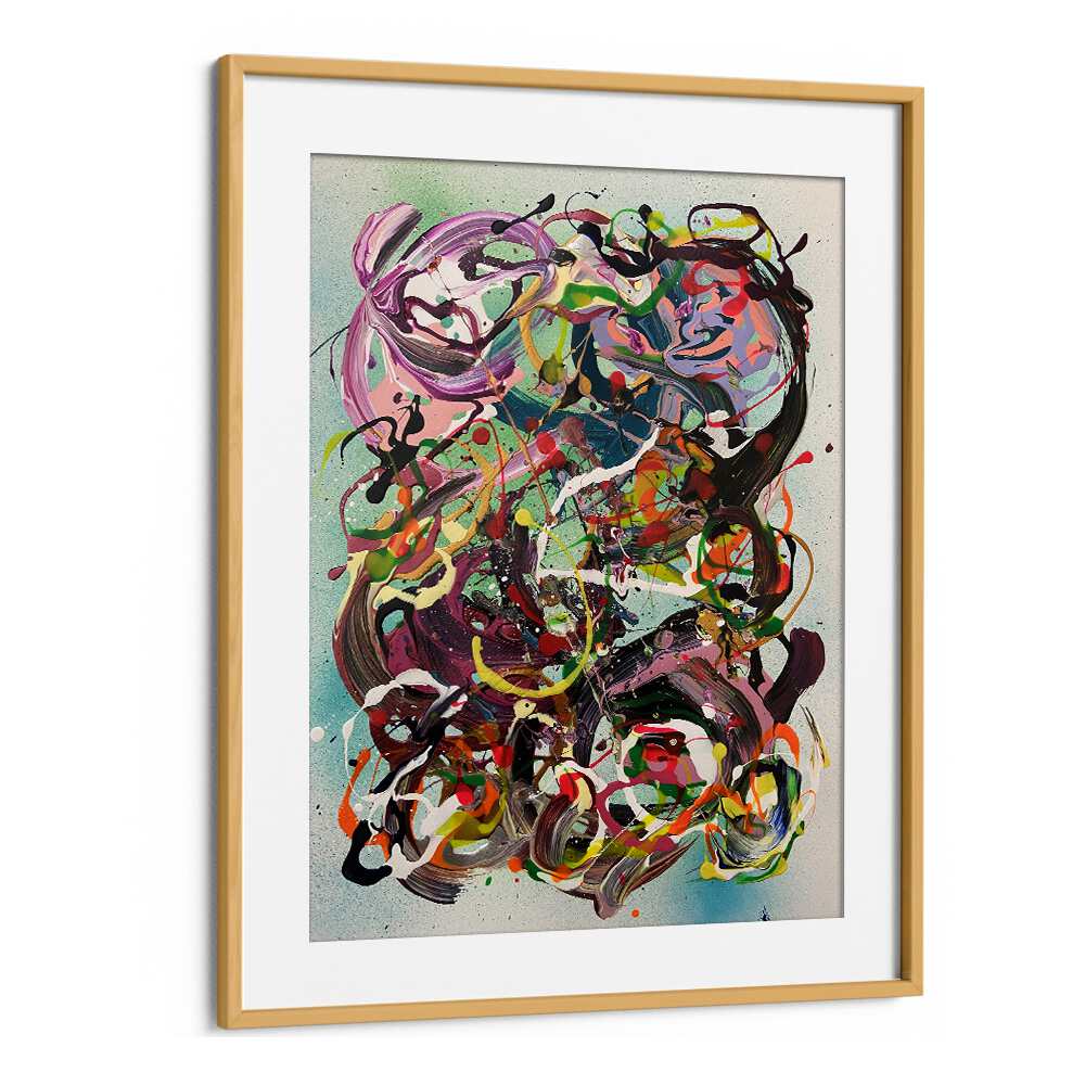 meiyo abstract paintings in Oak Wood Frame With Mount