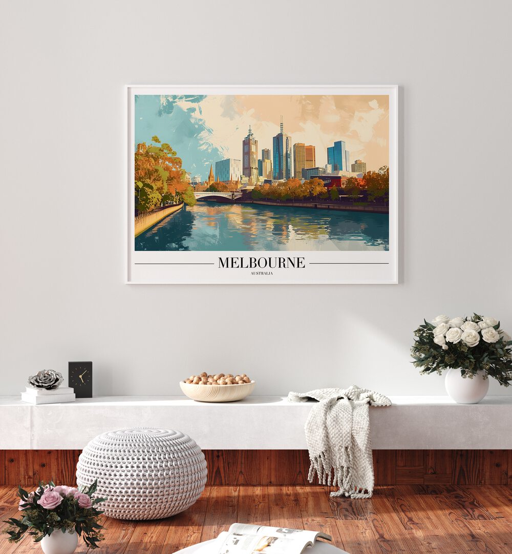 melbourne-australia I travel posters Artwork III placed on a Wall 