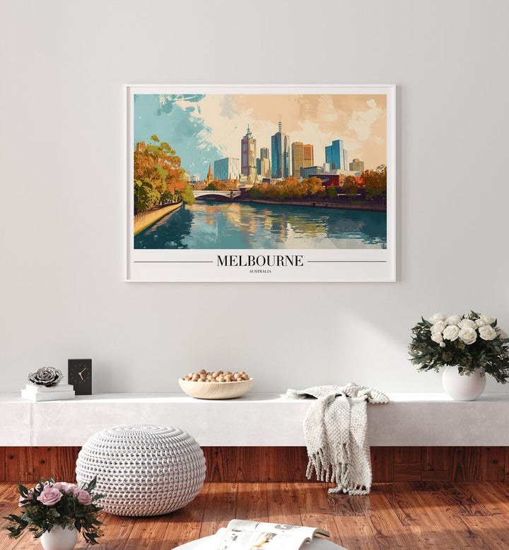 melbourne-australia I travel posters Artwork III placed on a Wall 