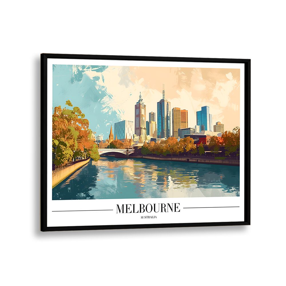 melbourne-australia I travel posters in Black Plain Frame