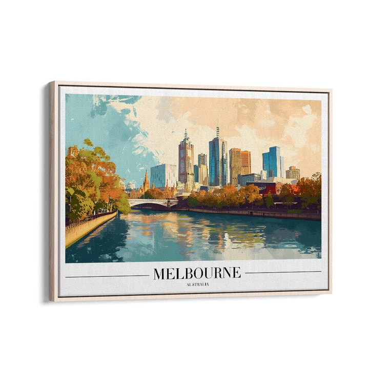 melbourne-australia I travel posters in Oak Wood Floater Frame