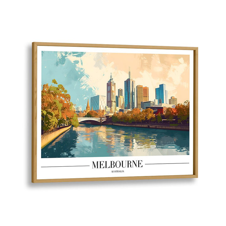 melbourne-australia I travel posters in Oak Wood Plain Frame