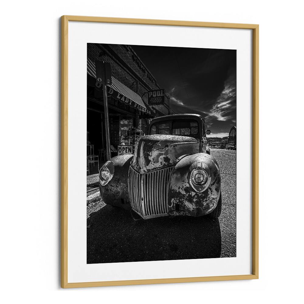 memory lane car poster in Oak Wood Frame With Mount