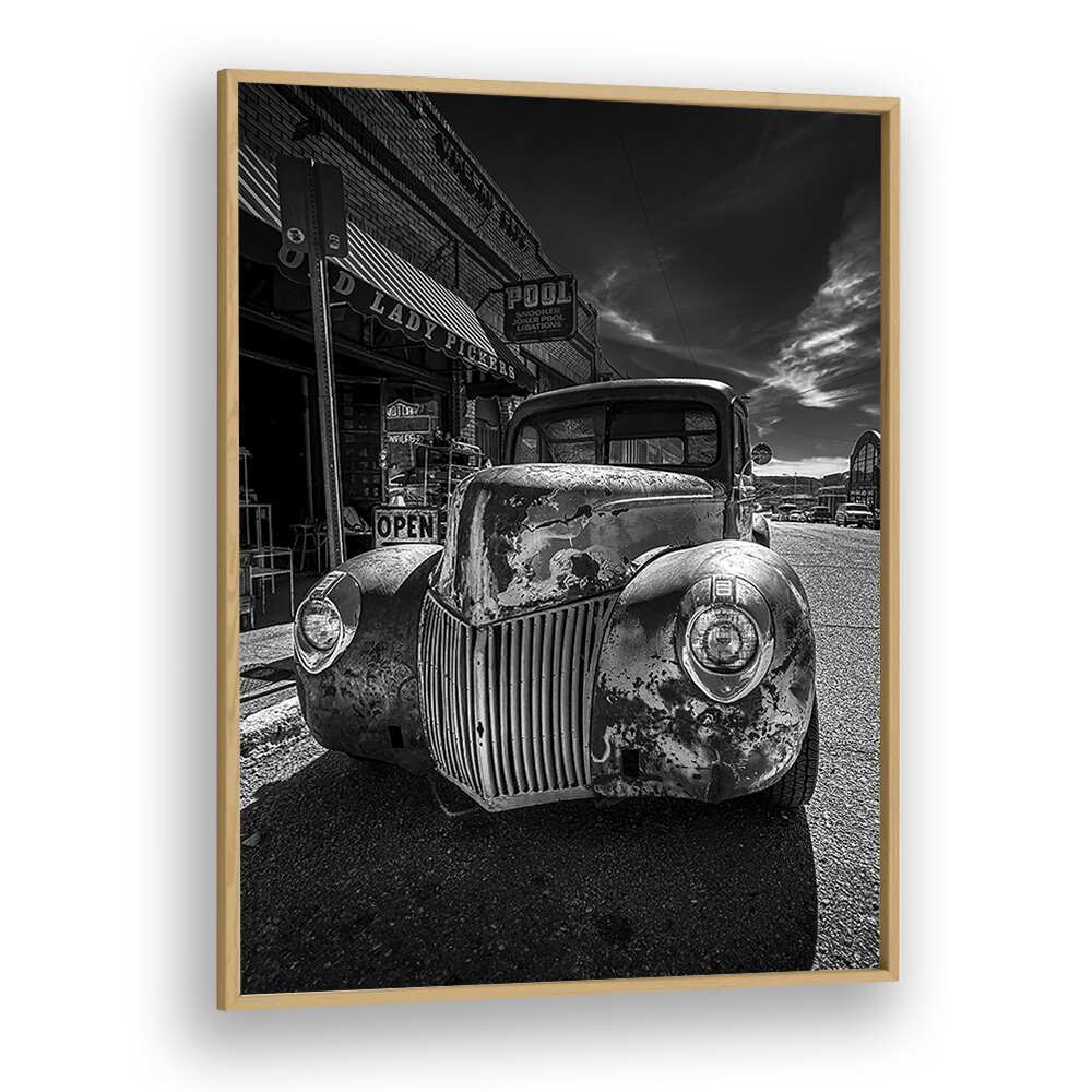 memory lane car poster in Oak Wood Plain Frame