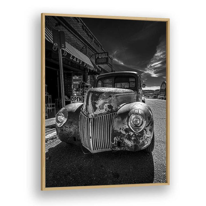 memory lane car poster in Oak Wood Plain Frame