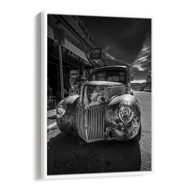 memory lane car poster in White Floater Frame