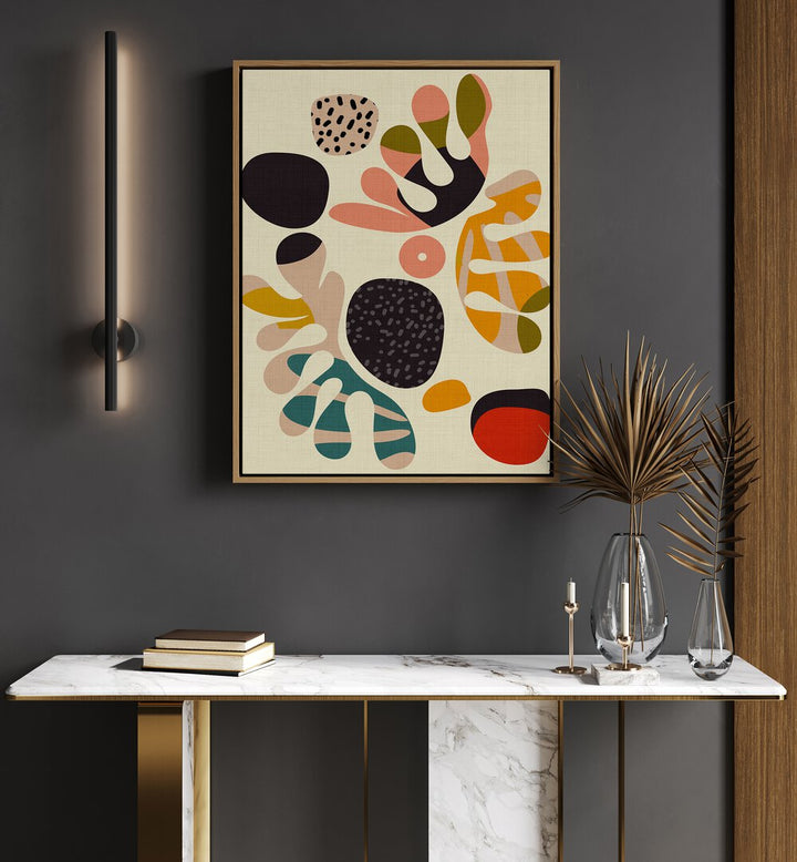 mid century cutouts II by ana rut bre abstract art abstract paintings Artwork II placed on a wall