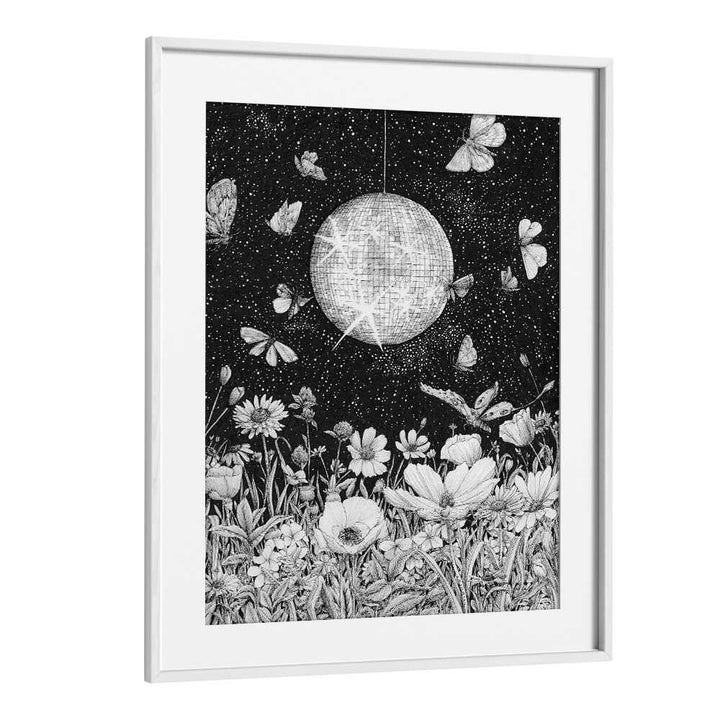 midnight discoVintage paintings in White Frame With Mount