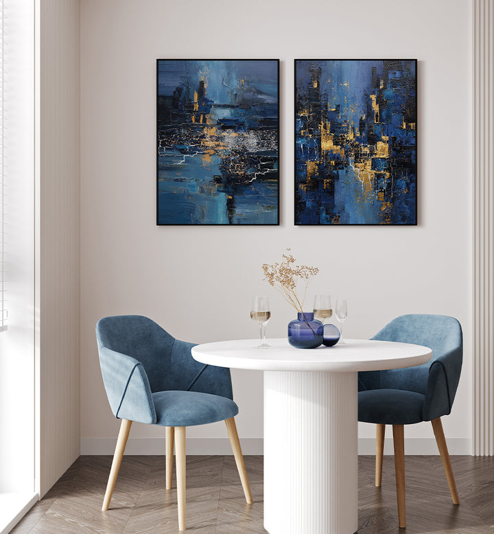 MIDNIGHT METROPOLIS , SET OF 2 PAINTINGS