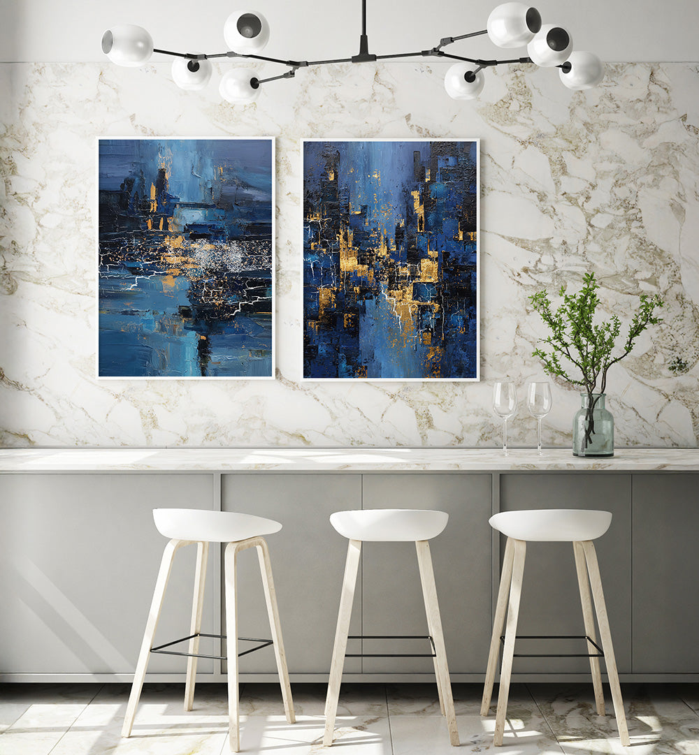 MIDNIGHT METROPOLIS , SET OF 2 PAINTINGS