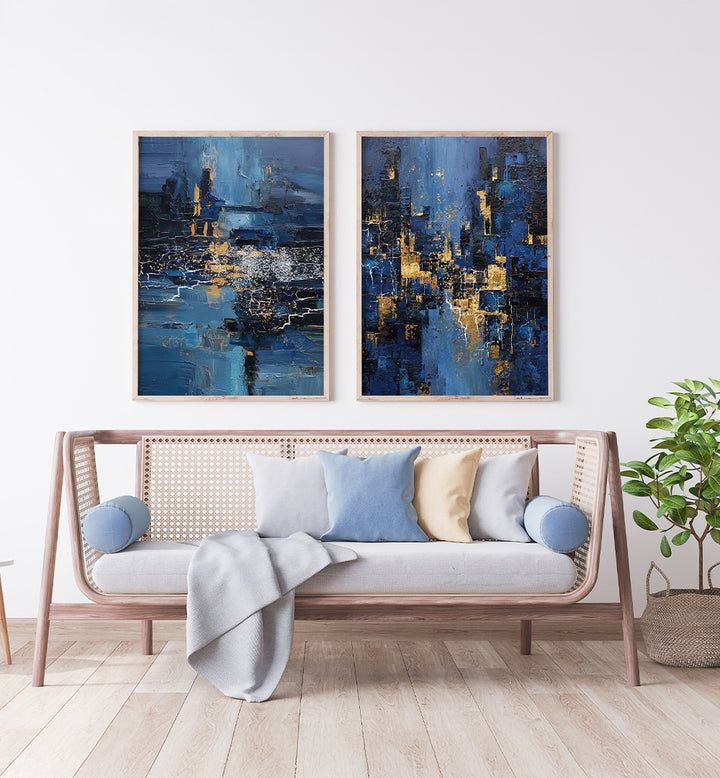 MIDNIGHT METROPOLIS , SET OF 2 PAINTINGS