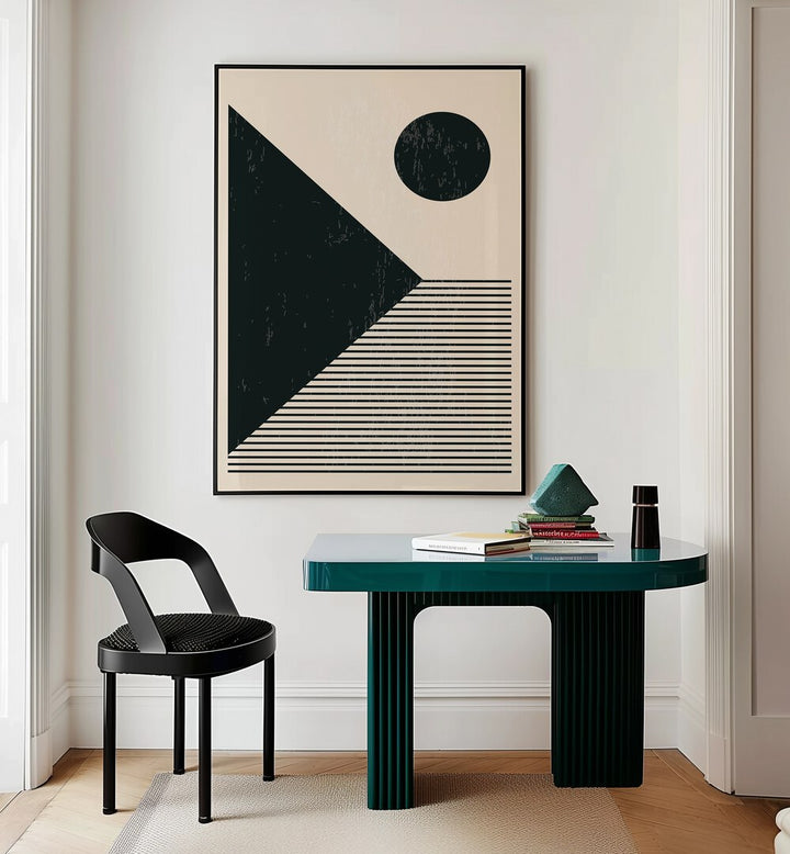 minimal abstract series xi by jay stanley geometric paintings Artwork II placed on a wall