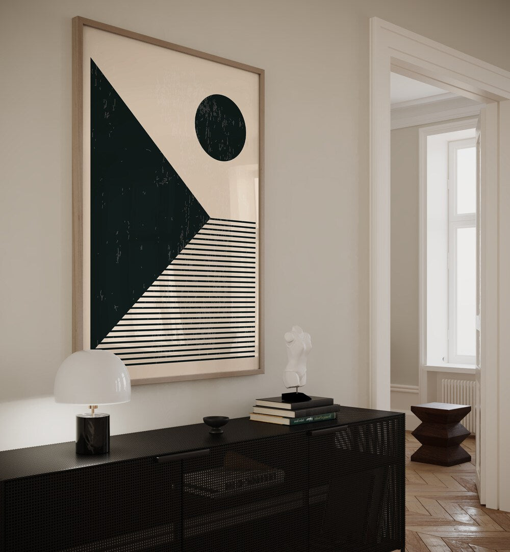 minimal abstract series xi by jay stanley geometric paintings Artwork IV placed on a wall