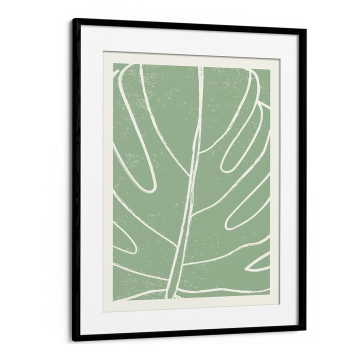 minimal monstera collection I by jay stanley floral paintings in Black Frame With Mount