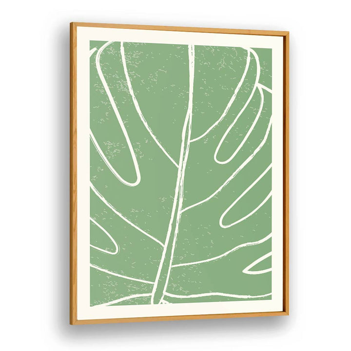 minimal monstera collection I by jay stanley floral paintings in Oak Wood Plain Frame